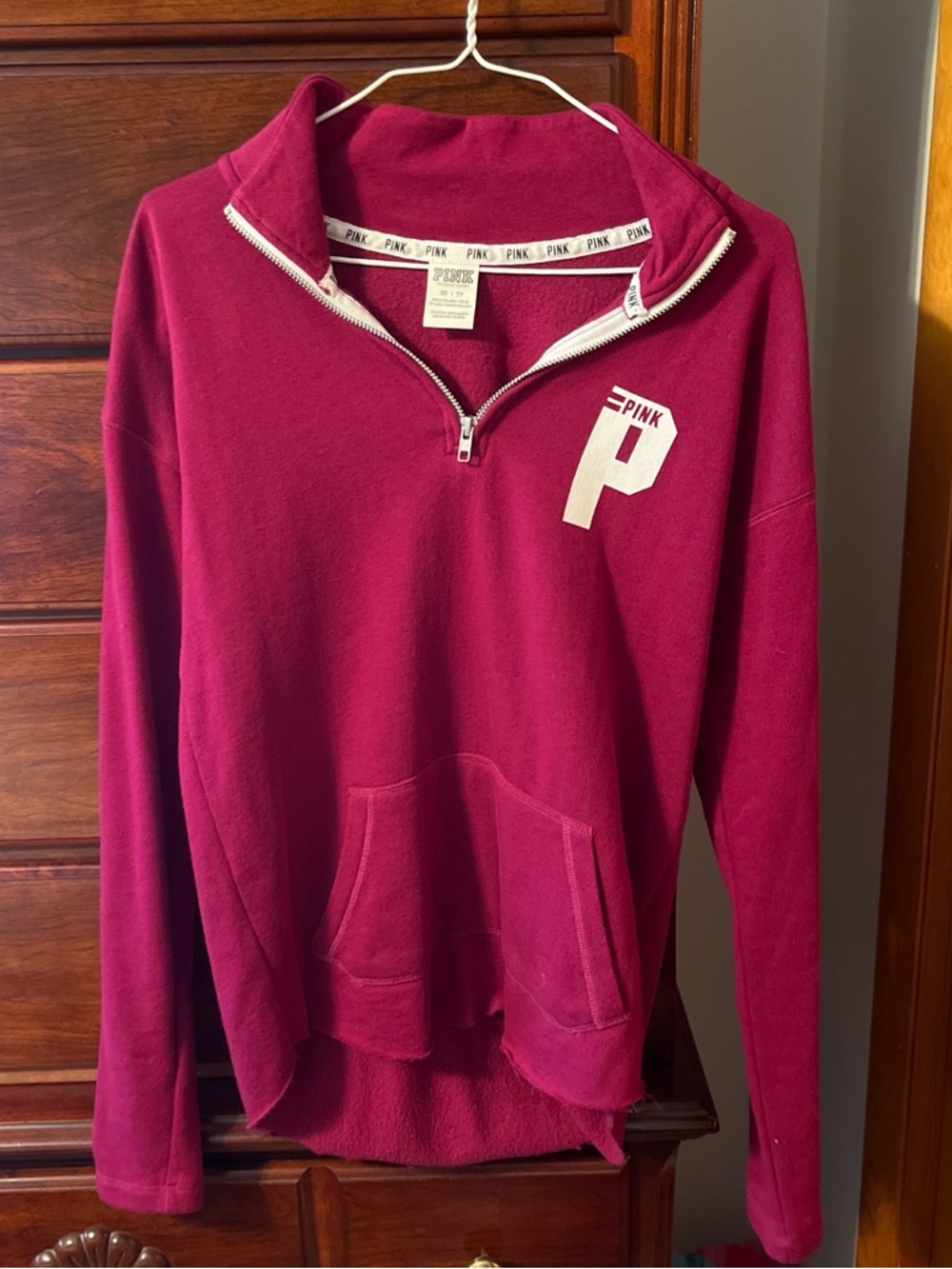 PINK Victoria's Secret Deep Raspberry Half-Zip Pullover